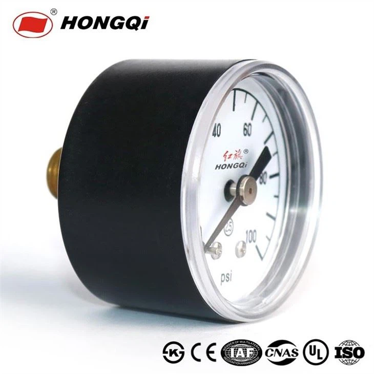 black painted steel pressure gauge or manometer